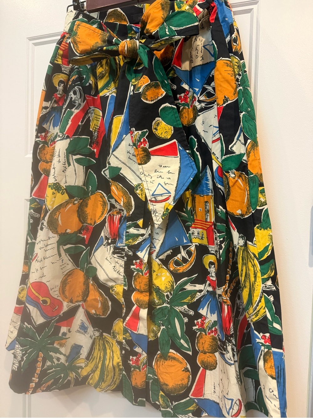 J. Crew 100% Cotton Multicolor Tropical A-Line Skirt - Picture 2 of 9
